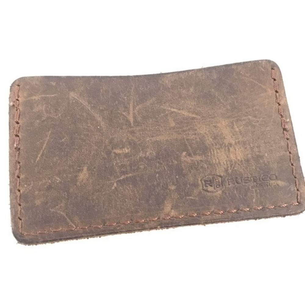 Genuine Handmade Rustico Dark Brown 2 Slot Leather Wallet Card Holder